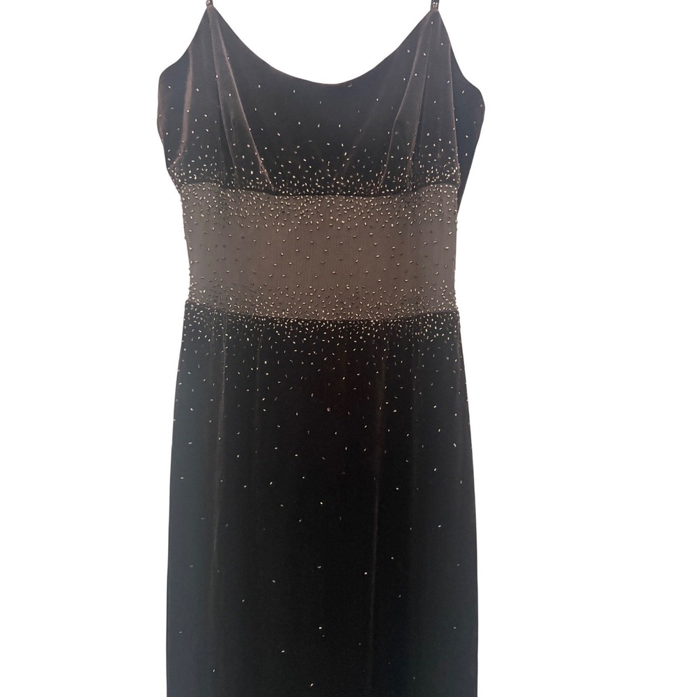 Y2K Cache Maxi Dress Brown Velvet Beaded Fairy Grunge Goth Witchy Sz 6 - Picture 5 of 15